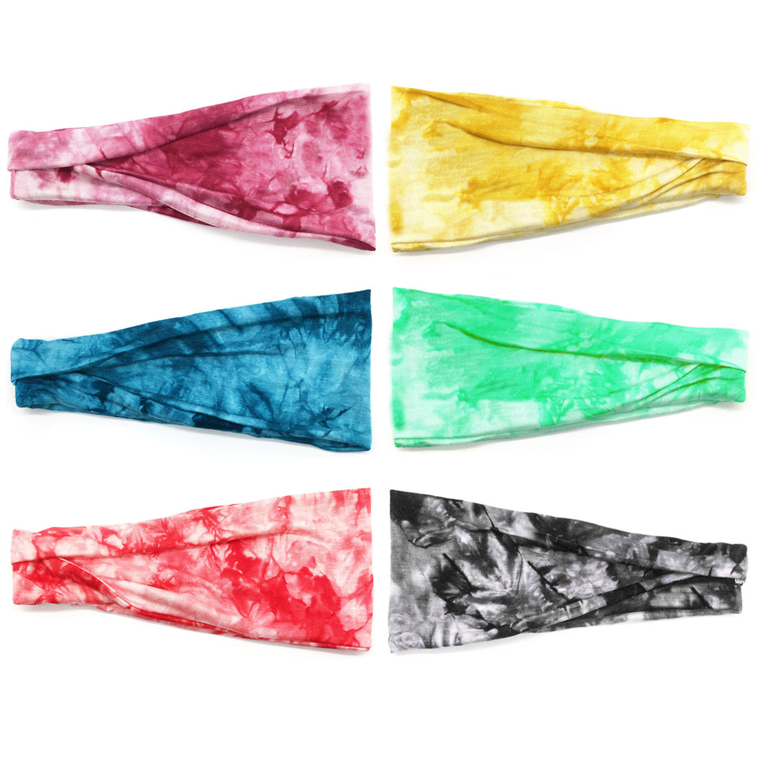 YONUF Boho Headbands For Women Fashion Wide Headband Yoga Workout Head Bands Hair Accessories Elastic Tie Dye Band 6 Pack