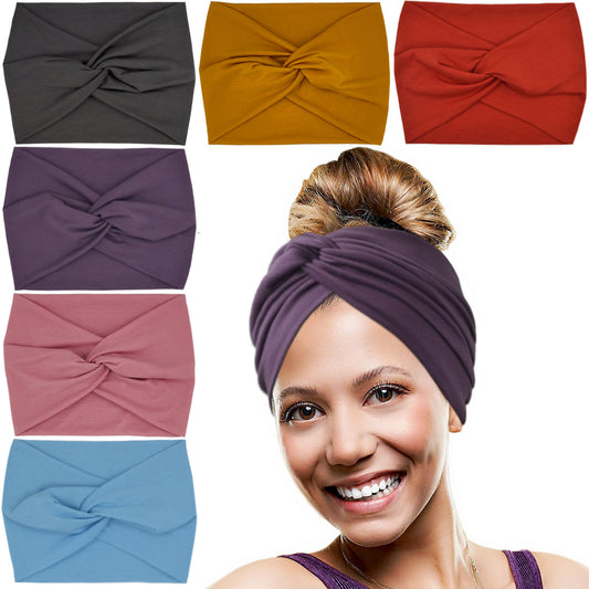 YONUF Wide Headbands For Women Extra Large Headband Twisted Knot Head Bands For Women's Hair Band Turban Accessories 6 Pack