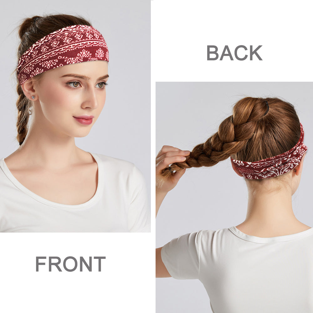 YONUF Boho Headbands For Women Fashion Wide Headband Yoga Workout Head Bands Hair Accessories Band 6 Pack