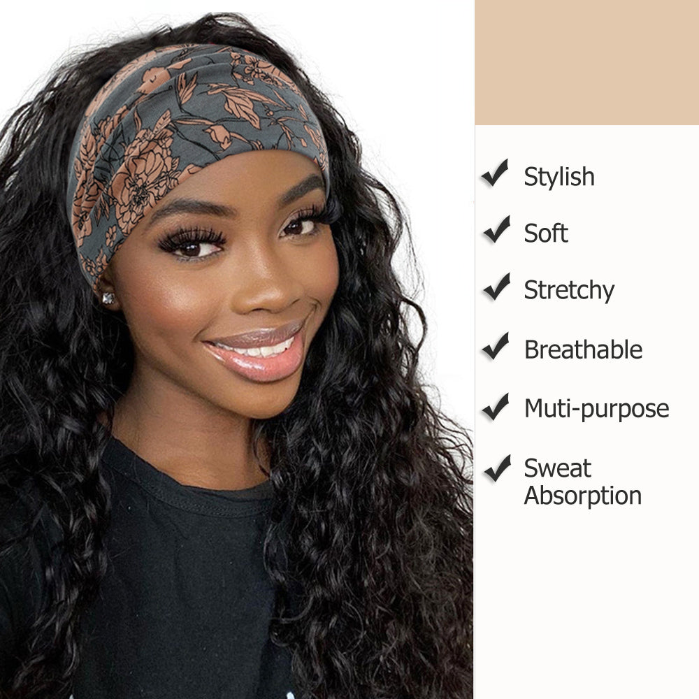 YONUF Wide Boho Headbands for Women Fashion Knotted Headband Yoga Workout African Head Wrap 4 Pack