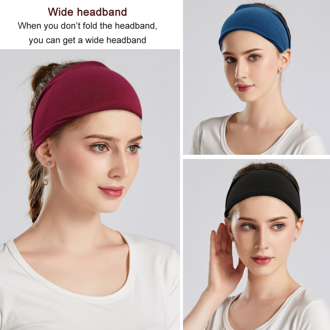 YONUF Fashion Headbands For Women Wide Headband Yoga Workout Head Bands Hair Accessories Band 6 Pack