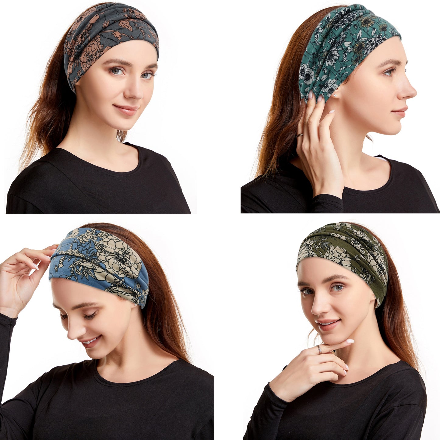 YONUF Wide Boho Headbands for Women Fashion Knotted Headband Yoga Workout African Head Wrap 4 Pack