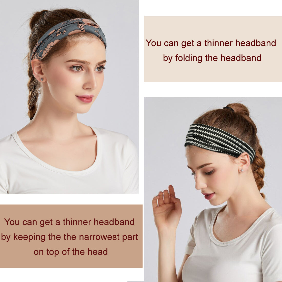 YONUF Boho Headbands For Women Fashion Wide Headband Yoga Workout Head Bands Hair Accessories Band 6 Pack